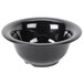 A close up of a black GET Elegance melamine bowl.