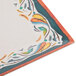 A close up of a yellow GET Bella Fresco square melamine plate with a colorful design.