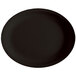 A black oval platter with a white background.