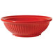A red GET Geneva melamine bowl with a rippled design.
