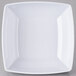 A white square bowl with a white rim.