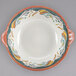 A white melamine bowl with a colorful floral design.