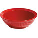 A red GET Geneva bowl with a rippled edge.