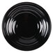A black melamine bowl with a spiral pattern on the inside.