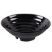 A black GET Milano melamine round bowl with a spiral design.