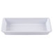 A white rectangular Milano entree dish with a handle.