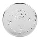 A circular stainless steel Waring grating/shredding disc with holes.
