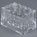 A Tablecraft fluted clear glass sugar caddy with a square base and a curved lid.