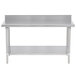 A silver Advance Tabco stainless steel work table with undershelf.