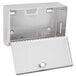 A stainless steel Bobrick surface mounted paper towel dispenser with a latch.