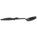 A black Vollrath High Heat Solid Oval Nylon Spoodle with a handle.