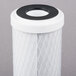 A close-up of a Bunn Easy Clear drop-in water filter cartridge with a black and white circle.