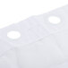 A white Oxford shower curtain with two holes.