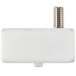 A white rectangular ceramic insulator bracket with a screw.