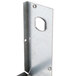A metal bracket with holes on a white background.