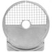 A metal circular object with a wire mesh on top labeled "Waring 033649 3/8" Dicing Grid"