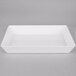 An American Metalcraft white rectangular melamine serving bowl with a lid.