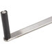 A metal bar with a black handle.