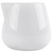 A white ceramic CAC creamer with a curved edge and handle.