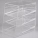 A clear plastic display case with three shelves by Cal-Mil.