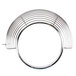 A stainless steel bowl guard with curved lines on it.