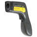 A close-up of a black and yellow Taylor 9523 digital laser infrared thermometer.