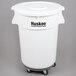 A white Continental Huskee trash can with wheels and a lid.