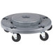 A grey plastic Continental Huskee trash can dolly with black wheels.