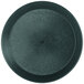 A black polypropylene plate with a circular pattern on the rim.