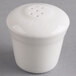 A Homer Laughlin bright white China salt shaker with holes.