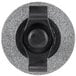 A black and grey circular grinding wheel assembly with a black plastic button.