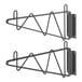 A pair of black Regency wall mounting brackets with hooks.