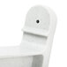 A white plastic Cambro Camshelving® replacement bracket with a hole.