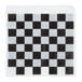 A black and white checkered paper with a white border.