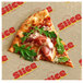 A slice of pizza with cheese, prosciutto, and arugula in a Choice natural kraft deli wrap.