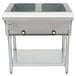 A stainless steel Eagle Group electric hot food table with two rectangular wells.