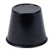 A Solo black polystyrene souffle cup with a lid.