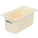 A white rectangular Carlisle Coldmaster food pan with a lid.