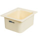 A white Carlisle Coldmaster food pan with a lid.