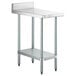 A Regency stainless steel equipment filler table with a galvanized undershelf.