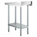 A stainless steel Regency filler table with a galvanized undershelf.