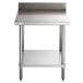 A silver metal Regency stainless steel work table with a shelf.