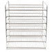 A silver metal Hatco display rack with seven wire shelves.