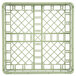 A light green metal rack with a grid pattern.