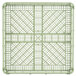 A light green Vollrath flatware rack with grids.