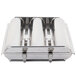 A Matfer Bourgeat stainless steel bread mold with three round compartments.