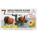 A Matfer Bourgeat apple peeler/slicer/corer with a red apple on it.
