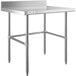 A Regency stainless steel work table with an open base and rectangular top.