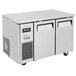 A stainless steel Turbo Air undercounter refrigerator and freezer with two doors and two drawers.