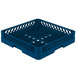 A Vollrath TR1 Traex full-size blue plastic open rack with lattice pattern.